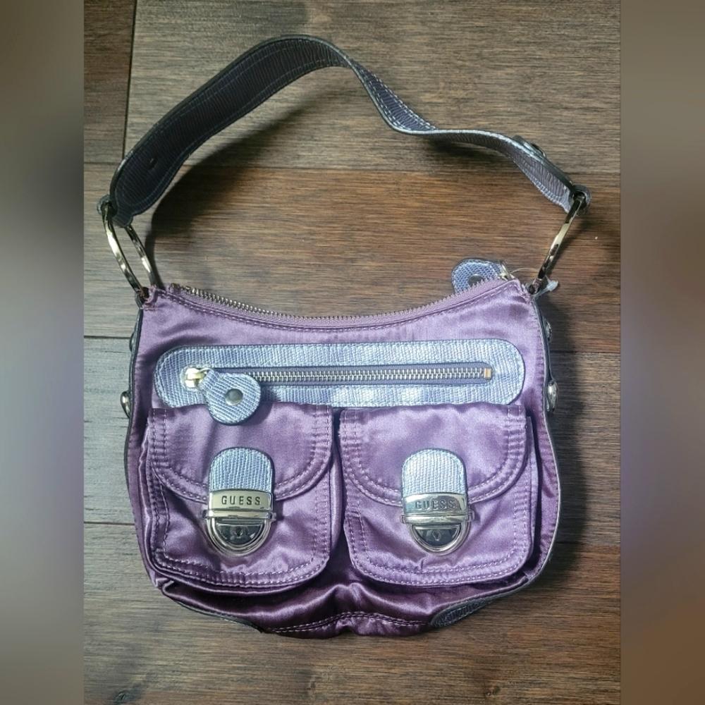 Guess Mini Metallic Purple Bag